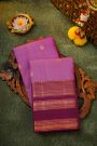Kancheepuram Silk Pink Saree With Floral And Peacocks Buttis Body