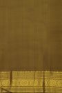 Kancheepuram Silk Mehendi Green Saree With Zari Checks Peacock And Elephant Body