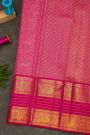 Kancheepuram Silk Peach Pink Saree With Peacock Butti Checks Body