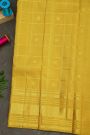 Kancheepuram Silk Mustard Yellow Saree With Peacock And Floral Border