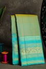 Kancheepuram Silk Dual Colour Saree With Floral And Peacock Border