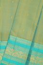 Kancheepuram Silk Dual Colour Saree With Floral And Peacock Border