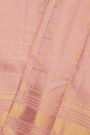 Kancheepuram Silk Baby Pink Saree With Zari Checks Floral And Peacock Body