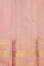 Kancheepuram Silk Baby Pink Saree With Zari Checks Floral And Peacock Body