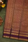 Kancheepuram Silk Navy Blue Saree With Zari Checks And Florals Buttis Body