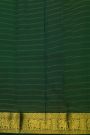 Kancheepuram Silk Bottle Green Saree With Zari Lines Checks Florals And Peacock Buttis Body