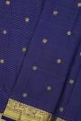 Kancheepuram Silk Royal Blue Saree With Zari Cross Lines Peacocks And Yali Border