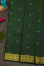 Kancheepuram Silk Bottle Green Saree With Zari Lines And Buttis Body