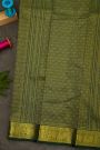 Kancheepuram Silk Bottle Green Saree With Zari Lines And Buttis Body