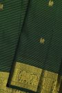Kancheepuram Silk Bottle Green Saree With Zari Lines And Buttis Body