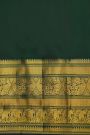 Kancheepuram Silk Bottle Green Saree With Zari Checks And Florals Buttis Body