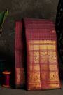 Kancheepuram Silk Dark Maroon Saree With Zari Checks And Rudraksha Buttis Body