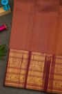 Kancheepuram Silk Dark Maroon Saree With Zari Checks And Rudraksha Buttis Body