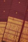 Kancheepuram Silk Dark Maroon Saree With Zari Checks And Rudraksha Buttis Body