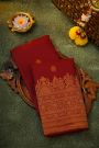 Kancheepuram Silk Maroon Saree With Florals Turning Border