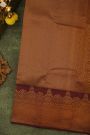 Kancheepuram Silk Dark Maroon Saree With Zari Diamond And Floral Leaf Border
