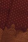 Kancheepuram Silk Dark Maroon Saree With Zari Diamond And Floral Leaf Border
