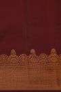 Kancheepuram Silk Dark Maroon Saree With Zari Diamond And Floral Leaf Border