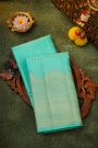 Kancheepuram Silk Sea Green Saree With Lakshdweep Buttis And Self Turning Border