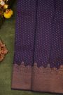 Kancheepuram Silk Dark Violet Saree With Self Turning Border