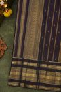 Kancheepuram Silk Bottle Green Saree With Florals And Gandaberunda Buttis Body