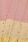 Kancheepuram Silk Baby Pink Saree With Floral And Peacock Border