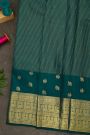 Kancheepuram Silk Peacock Green Saree With Paisley And Peacocks Border