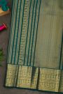 Kancheepuram Silk Peacock Green Saree With Paisley And Peacocks Border