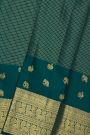 Kancheepuram Silk Peacock Green Saree With Paisley And Peacocks Border