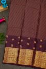 Kancheepuram Silk Dark Wine Saree With Paisley And Peacocks Border