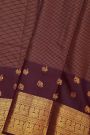 Kancheepuram Silk Dark Wine Saree With Paisley And Peacocks Border