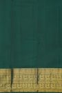Kancheepuram Silk Bottle Green Saree With Zari Lines And Peacocks Border