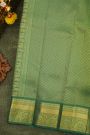 Kancheepuram Silk Green Saree With Zari Checks And Gandaberunda Buttis Body