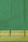 Kancheepuram Silk Green Saree With Zari Checks And Gandaberunda Buttis Body