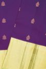 Kancheepuram Silk Purple Saree With Florals And Buttis Body And Pastel Colour Border