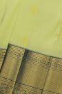 Kancheepuram Silk Lime Green Saree With Floral Leaf And Pichwai Border