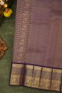 Kancheepuram Silk Lavender Saree With Floral And Peacock Buttis Body