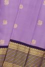 Kancheepuram Silk Lavender Saree With Floral And Peacock Buttis Body
