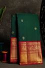 Kancheepuram Silk Bottle Green Saree With Gandaberunda And Rudraksha Buttis Body
