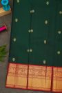 Kancheepuram Silk Bottle Green Saree With Gandaberunda And Rudraksha Buttis Body