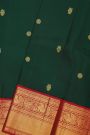 Kancheepuram Silk Bottle Green Saree With Gandaberunda And Rudraksha Buttis Body