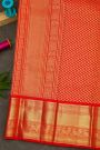 Kancheepuram Silk Sky Blue Saree With Rudraksha Buttis Body And Traditional Border