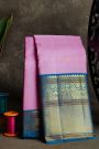 Kancheepuram Silk Lavender Saree With Florals And Peacock Buttis Body