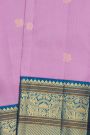 Kancheepuram Silk Lavender Saree With Florals And Peacock Buttis Body