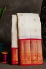 Kancheepuram Silk Off White Saree With Florals And Peacock Buttis Body