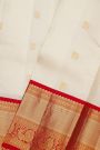 Kancheepuram Silk Off White Saree With Florals And Peacock Buttis Body