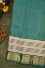 Kancheepuram Silk Teal Blue Saree With Gold Zari Striped Border