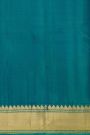 Kancheepuram Silk Teal Blue Saree With Gold Zari Striped Border