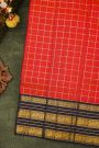 Kancheepuram Silk Orange Saree With Zari Lines And Peacocks Border