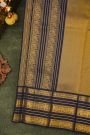 Kancheepuram Silk Orange Saree With Zari Lines And Peacocks Border